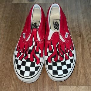 Red checker flame Vans